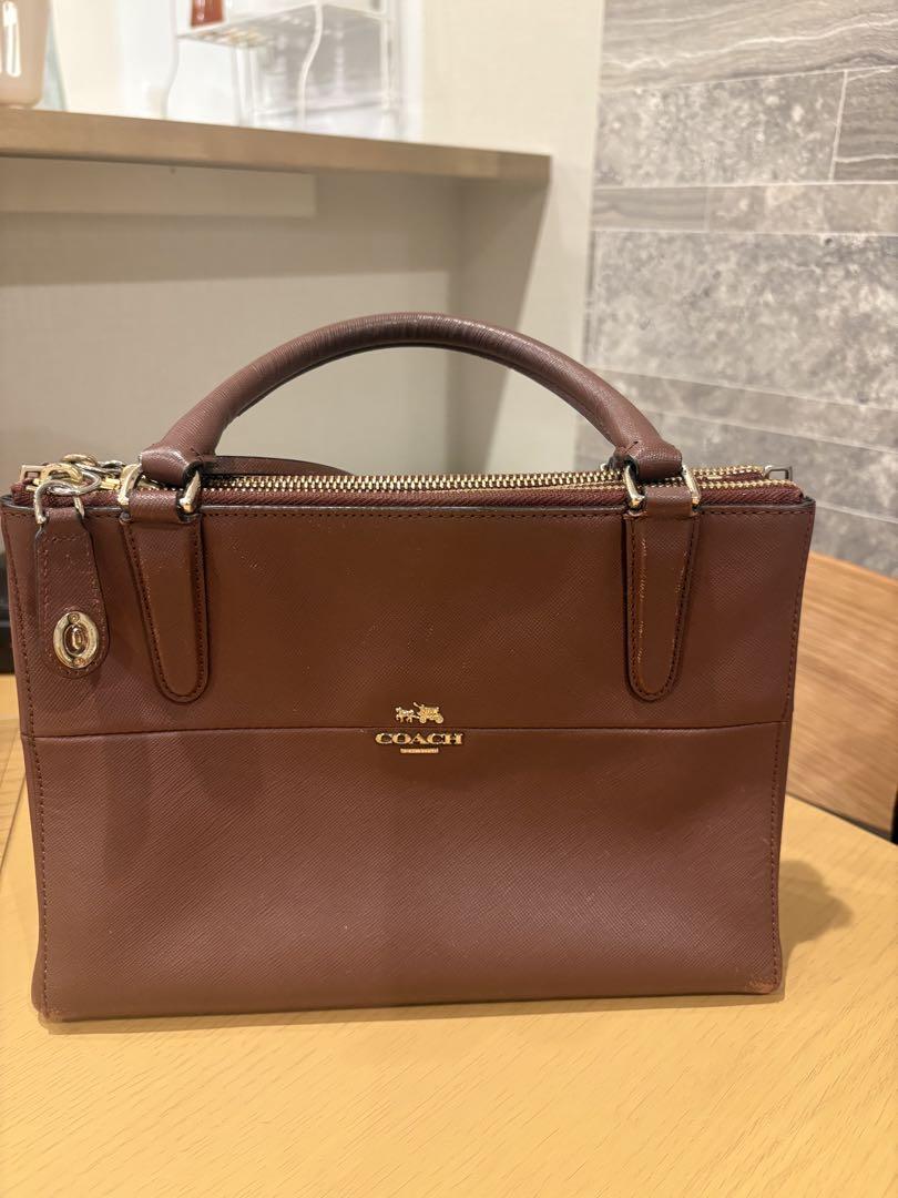 Coach ブラウンレザーハンドバッグ COACH ブラウンレザー ハンドバッグ - メルカリ