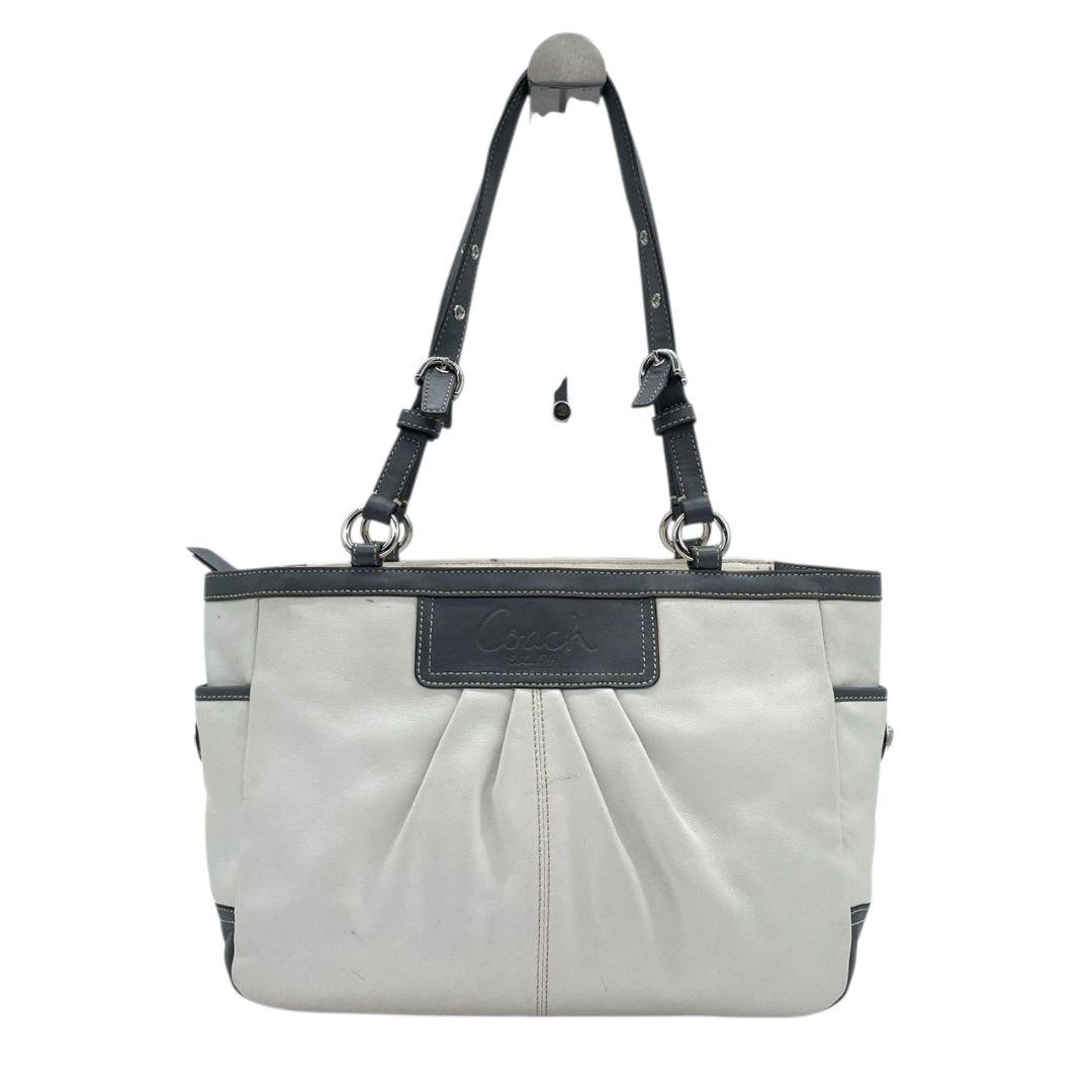 コーチ　トートバッグ　白　ギャザー　ワンショルダー　バイカラー　レザー　u7