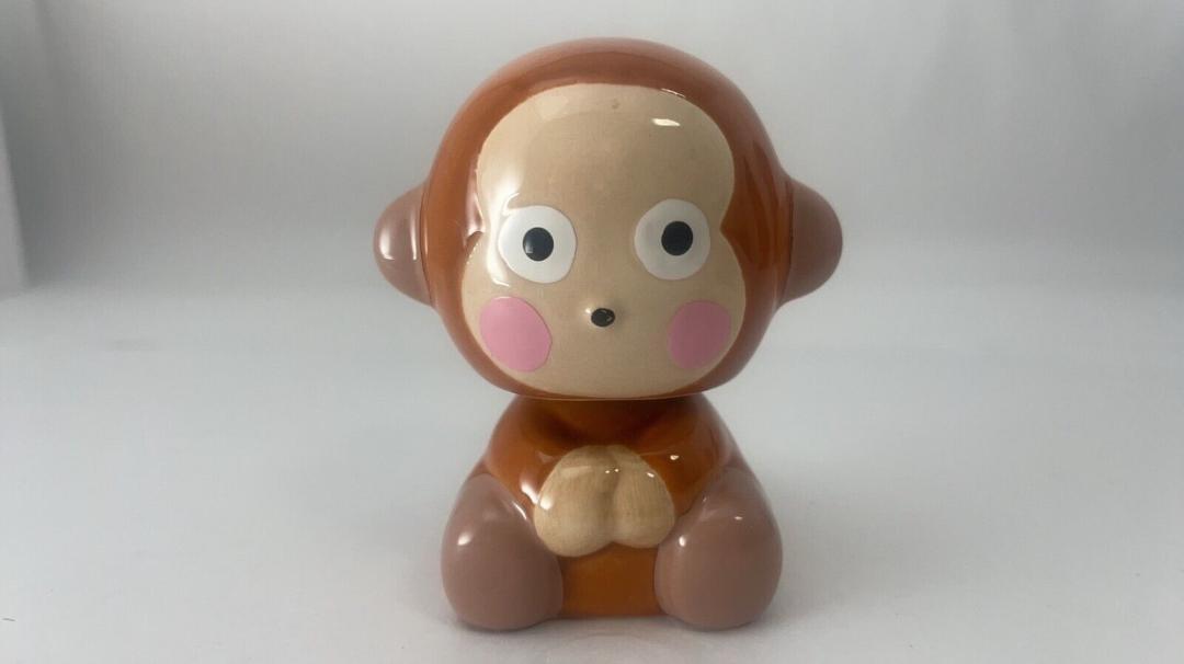 サンリオおさるのもんきち 陶器製 首振りマスコット 8.2cm 1997年製