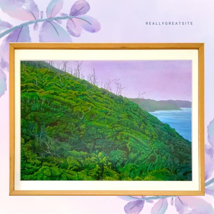 風景画作品「島の風景・奄美大島」アクリル画 P10 フレーム付き
