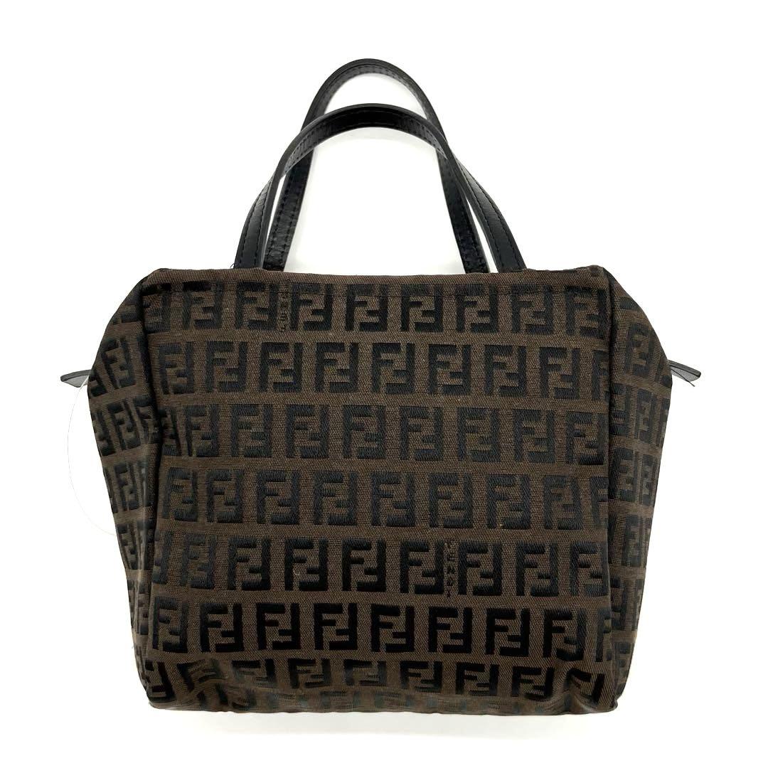 FENDI ハンドバッグ ズッキーノ 総柄 キャンバス レザー ブラウン FENDI ズッキーノ キャンバス レザー ハンドバッグ ミニ
