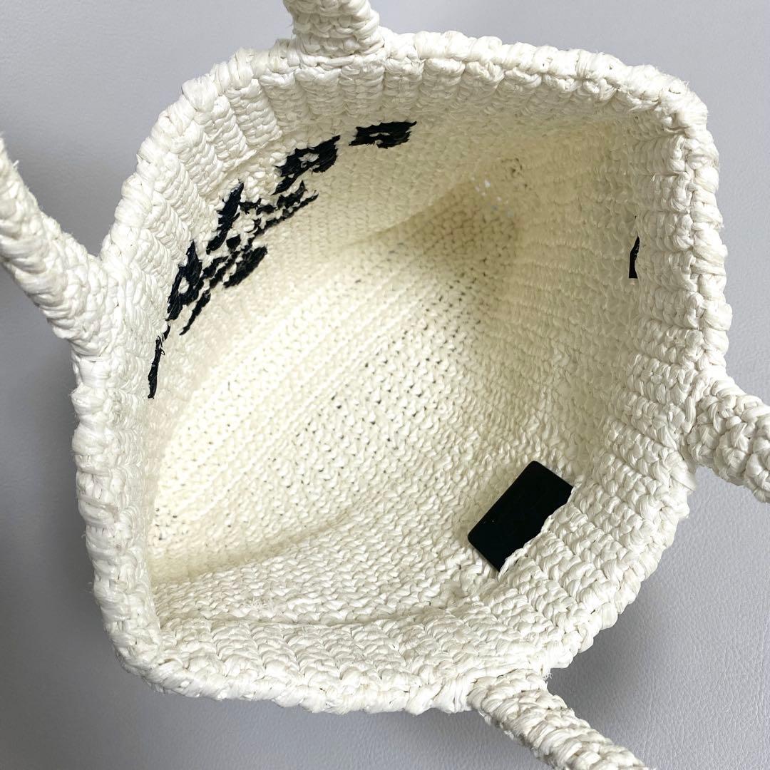 PRADA / スモール クロシェ トートバッグ ロゴ かごバッグ ホワイト