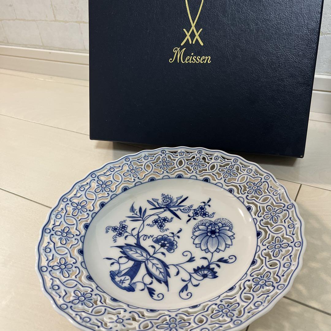 Meissen 花柄 皿 透かし模様
