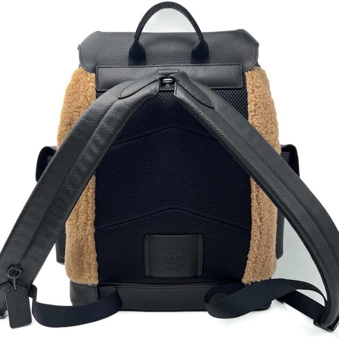 稀少/極美品● COACH ハドソン バックパック リュック ボア レザー 黒