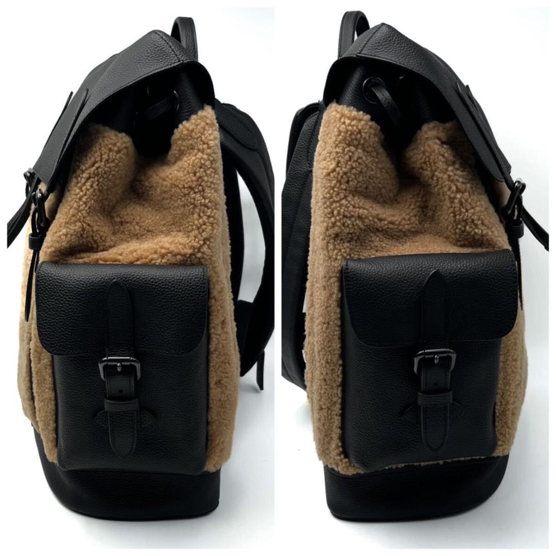 稀少/極美品● COACH ハドソン バックパック リュック ボア レザー 黒