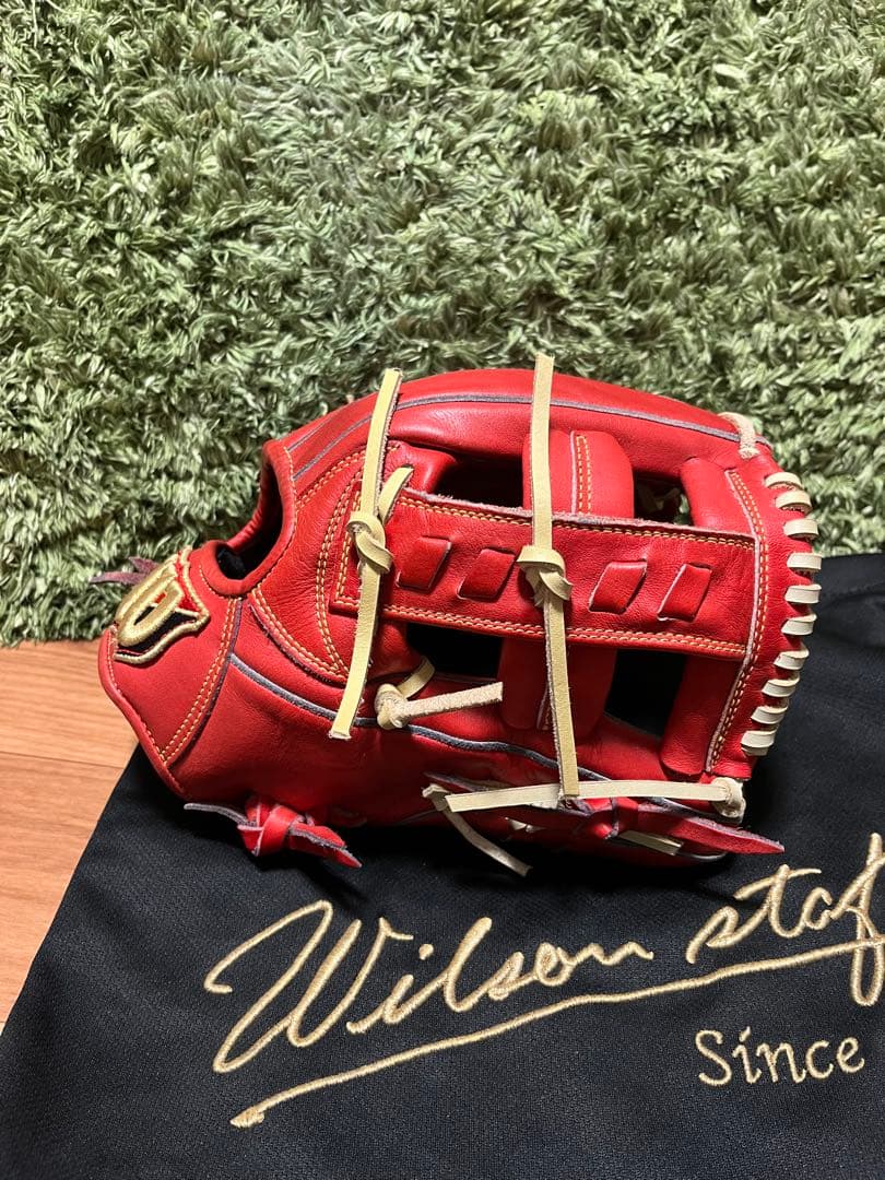 ウィルソンスタッフ デュアル 軟式内野手用D5型 　Eオレンジ×キャメル紐