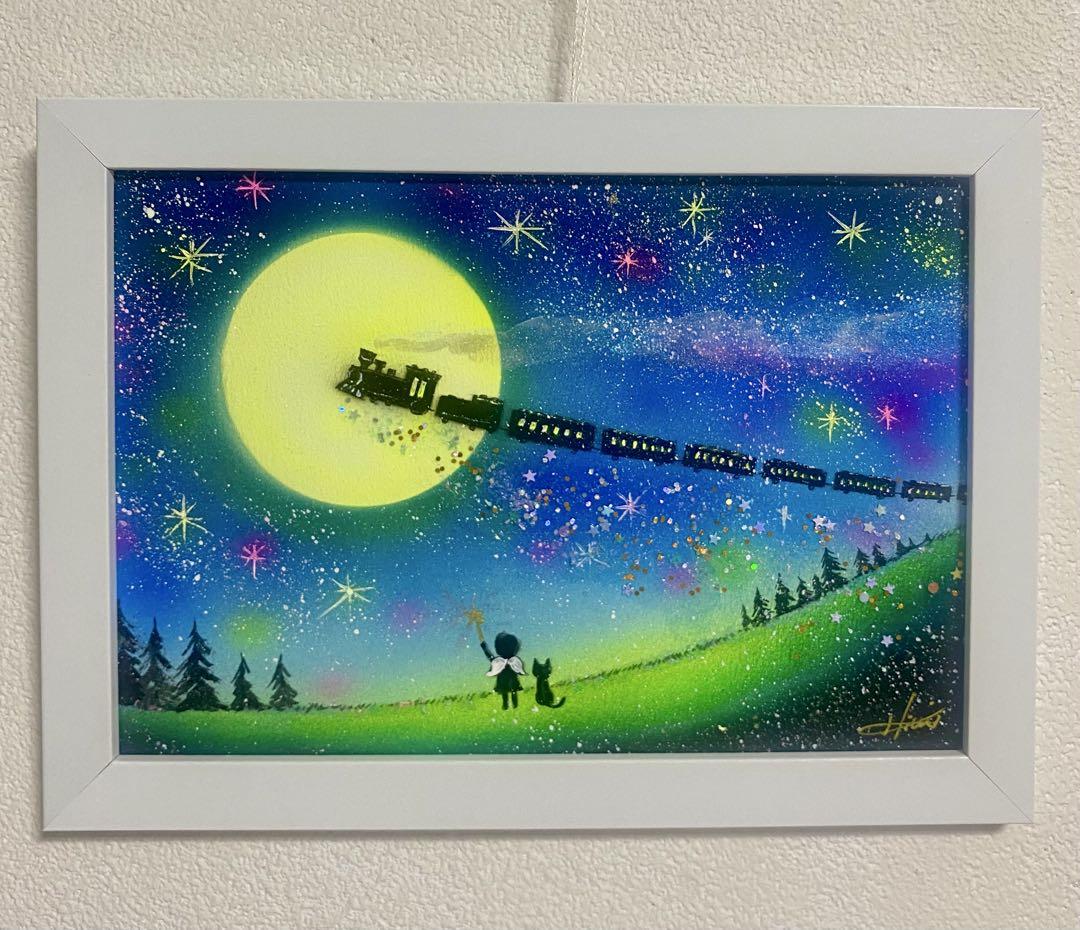 【海外 正規品】 momorin様専用 天使と猫の夢銀河鉄道 絵画原画 - メルカリ 絵画
