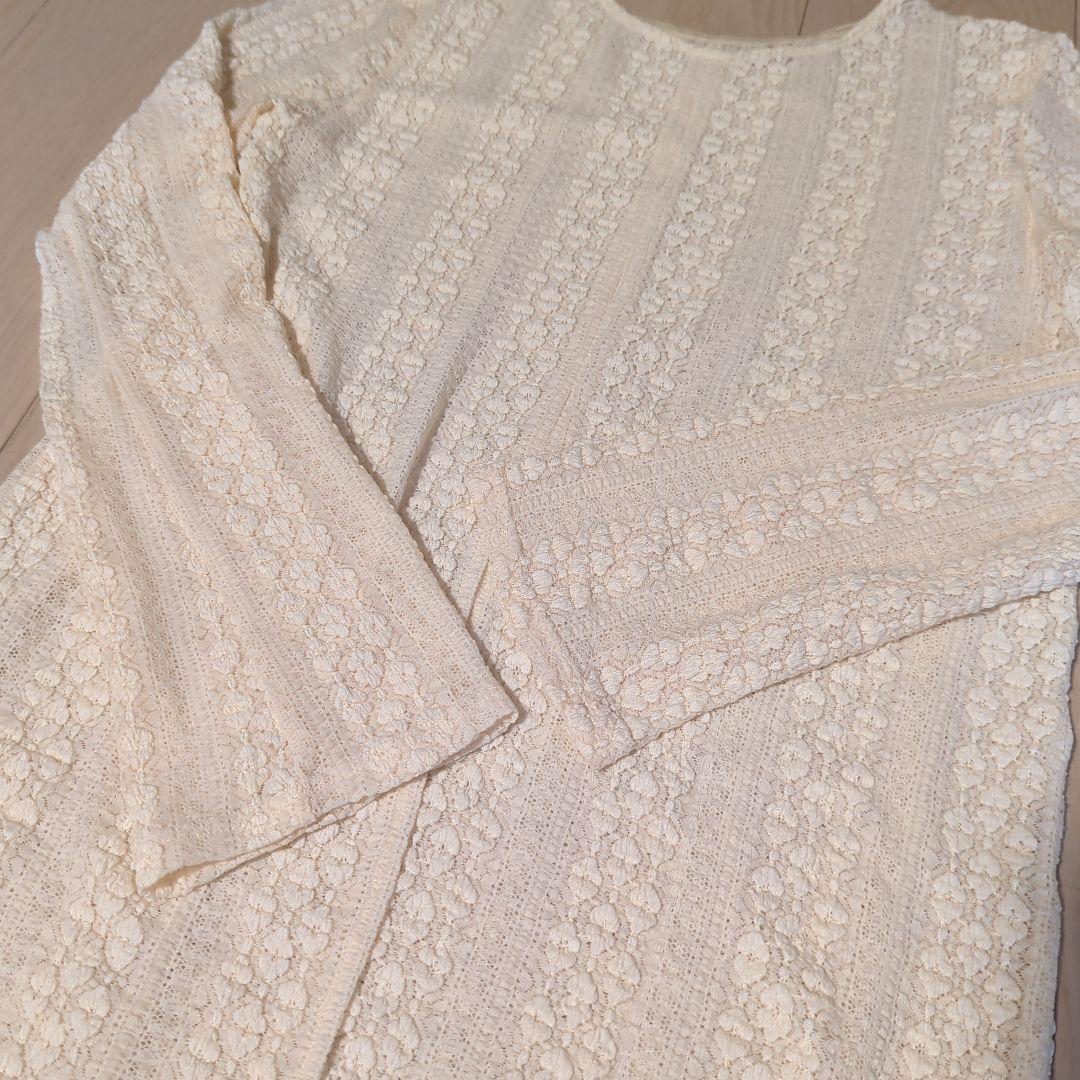 AMERI　2WAY WRINKLE LACE STRIPE TOP