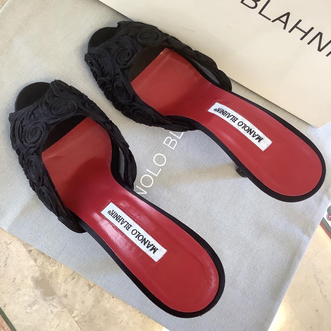 美品!憧れのマノロブラニク オープントゥ 上品フラワーモチーフ 23.5㎝ 画像8