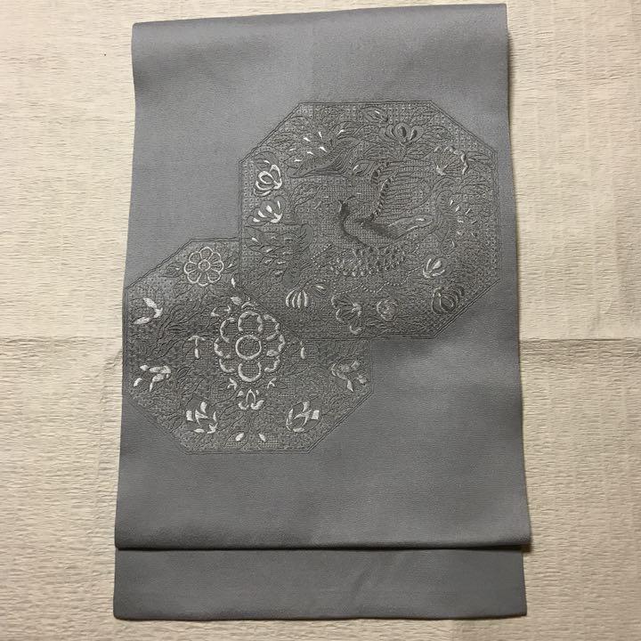 セールお得 名古屋帯 松葉仕立て 銀ねず 同色刺繍模様 未使用品 EfpD1-m17654366918 10%OFF