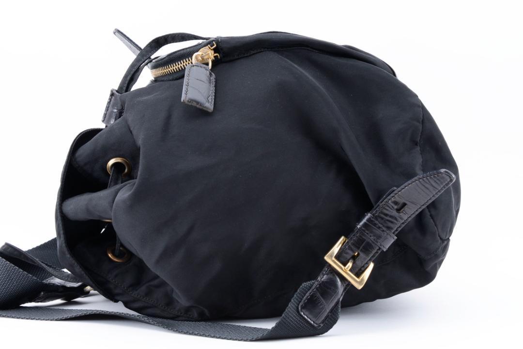 PRADA プラダ クロコ型押し ナイロン バックパック リュック ブラック