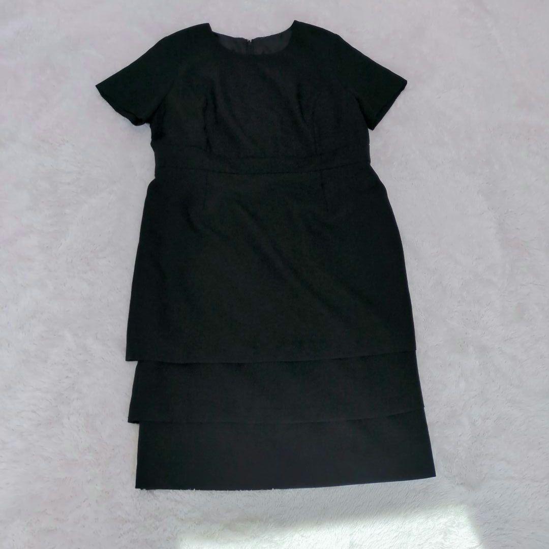 セレモニーワンピース　セットアップ　ノーカラー　ツイードジャケット　大きいサイズ