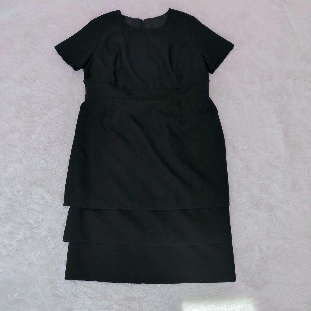 セレモニーワンピース　セットアップ　ノーカラー　ツイードジャケット　大きいサイズ