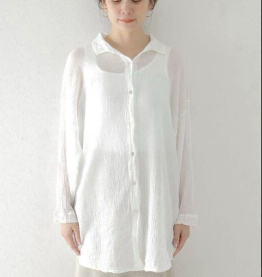 半額満載！スーパーSALE グランドセール！ 22AW꧁Plage別注アトリエフランセ꧂LOOSEブラウス 2way シワ加工 シャツ+ブラウス(長袖+七分)