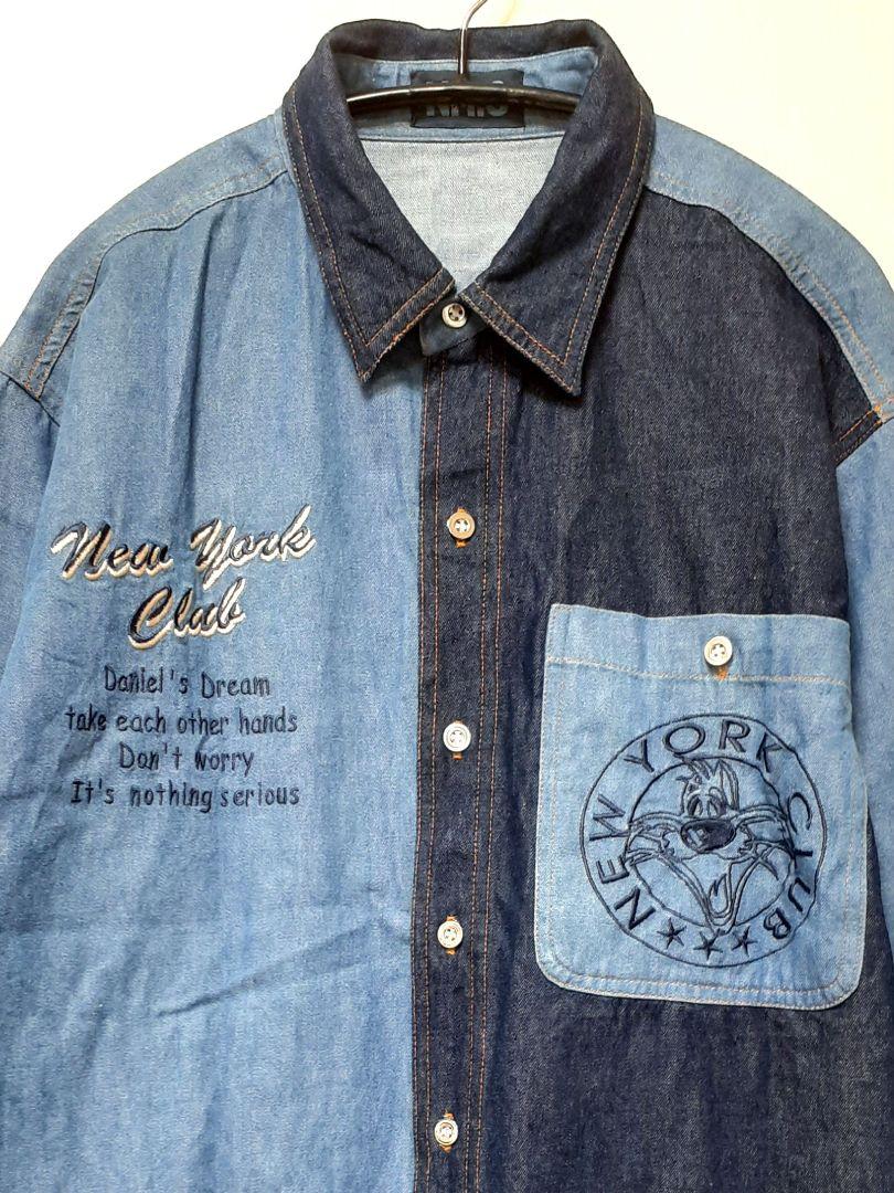 New York club N.Y.C デニムシャツ 刺繍 L