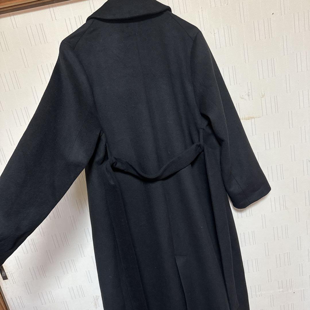 クルーレ アジャスタブルウール ロングコート　ブラック