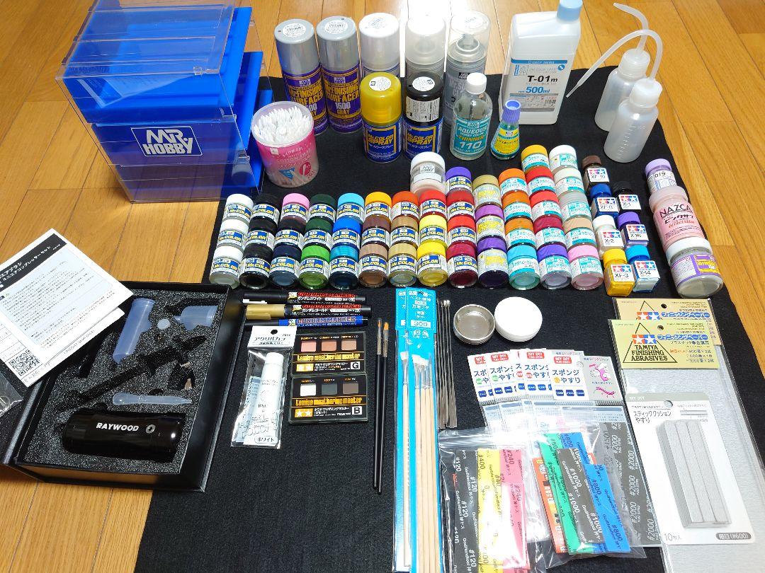 塗料、溶剤、エアブラシ他【塗装道具まとめ売り】