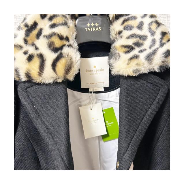 ◇新品◇kate spade ケイトスペード ファー付ウールコート 黒