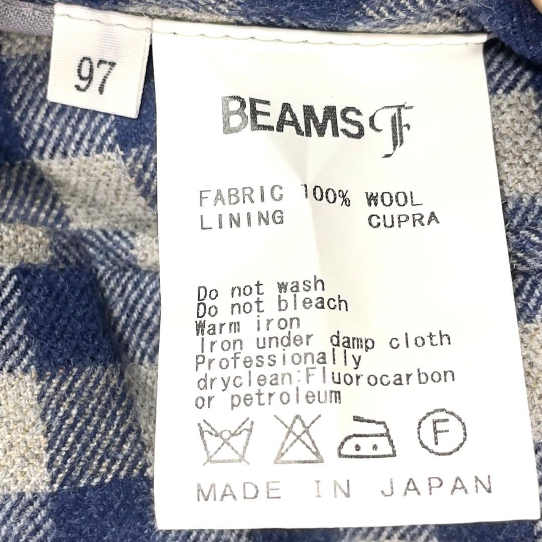 30日間返品交換可能！ ビームスエフ ウール チェック アンコンジャケット L ネイビー×グレーL BEAMS F