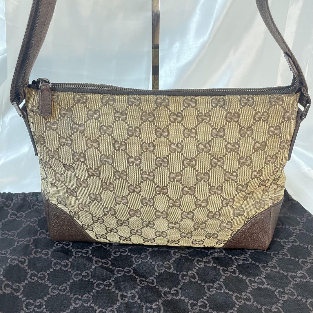 Gucci GGキャンバス レザー ショルダーバッグ 114273 GUCCI グッチ GGキャンバス 斜め掛け ショルダーバッグ 114273