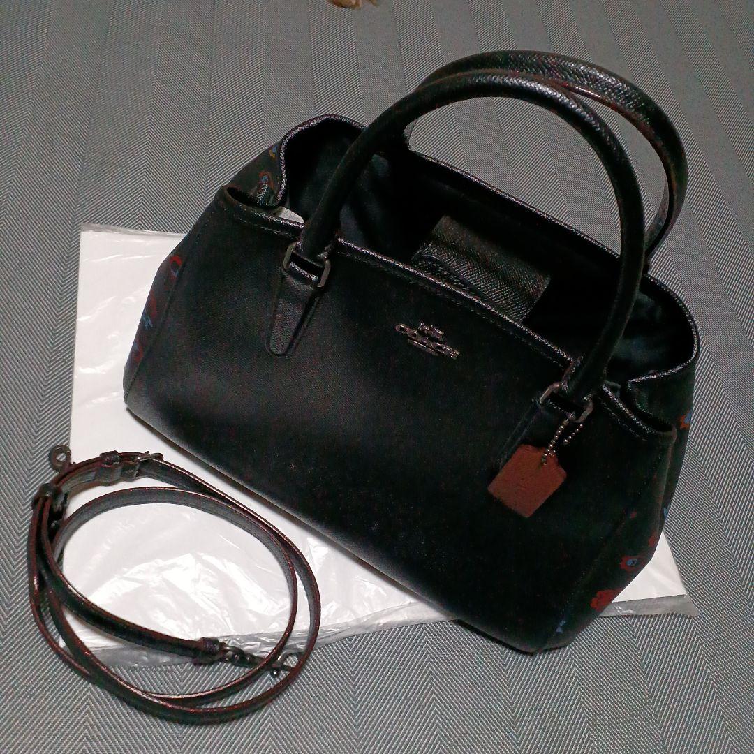COACH ブラック ショルダーバッグ 花柄刺繍 12,800円