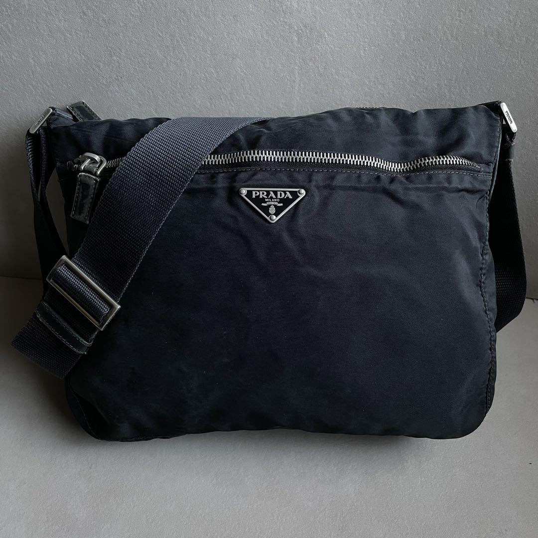 ■ 45581★プラダ ショルダーバッグ 三角ロゴ 三角プレート ナイロン プラダ PRADA ナイロン×レザー ショルダーバッグ 三角プレート