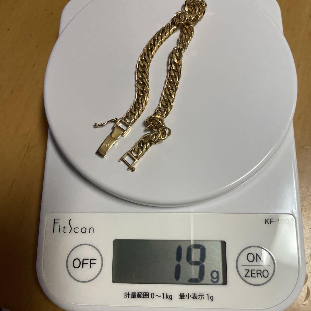 k18 ブレスレット 19.4g 6面ダブル 刻印