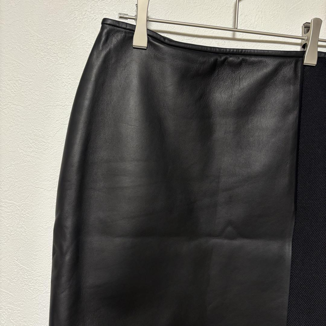 美品】FENDI タイトスカート 38サイズ 黒 レザー 羊革