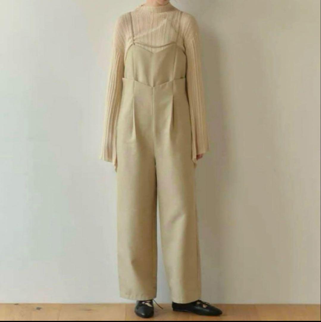 大人気新作 salopette line bustier eaphi ベージュ メルカリ - 2 サロペット・オーバーオール・オールインワン
