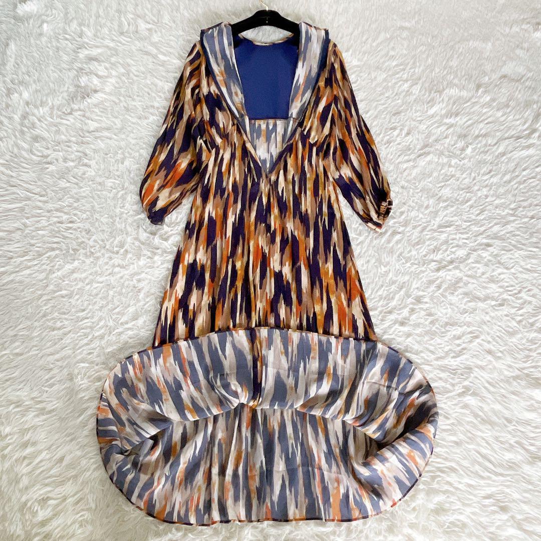 美品✨希少【ドレステリア】Deveaux ギャザーマキシ ロングワンピース 総柄