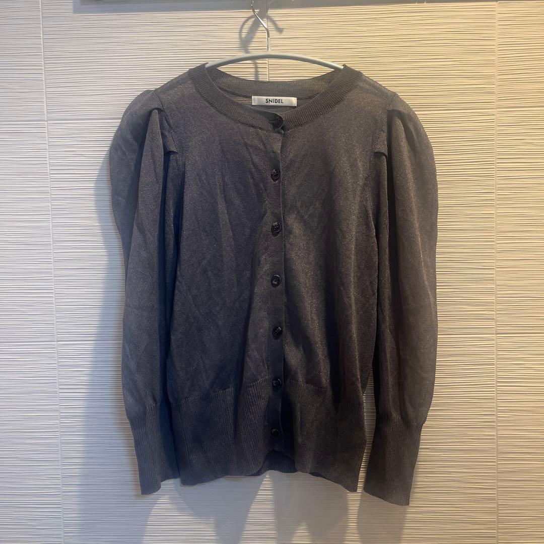 SNIDEL スパークルシアーニットカーディガン グレー