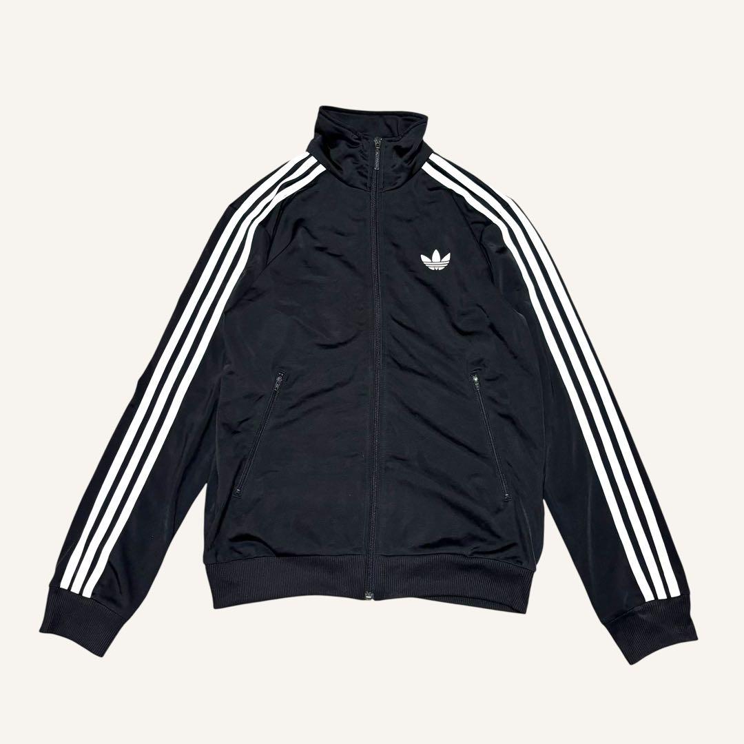 【人気モデル‼️】adidasファイヤーバー ドトラックジャケットL 黒白 古着 adidasアディダスオリジナルス ファイヤーバードトラック