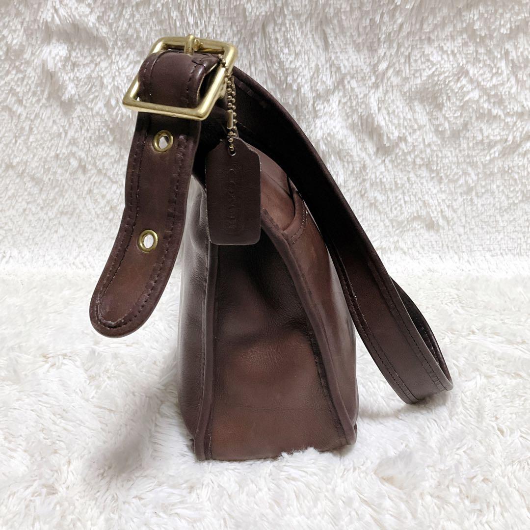 希少☆オールドコーチ ショルダーバッグ グラブタンレザー ダーク