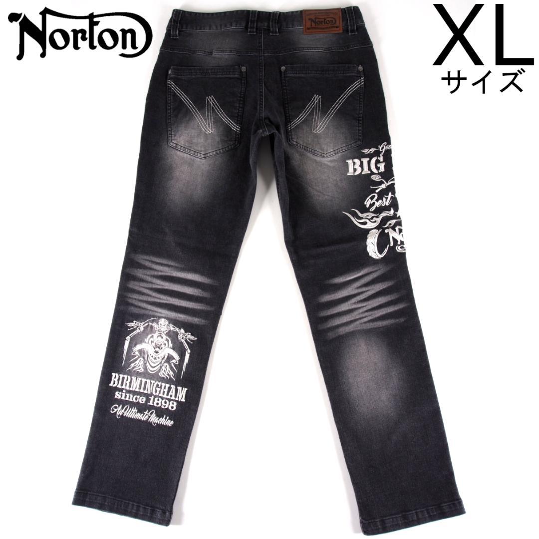新品 XL ノートン 黒 刺繍 223N1806 ジーンズ ウォッシュ加工 世界どこでも無料発送 黒 223N1806 刺繍 ウォッシュ加工 ジーンズ ノートン XXL 新品 デニム/ジーンズ