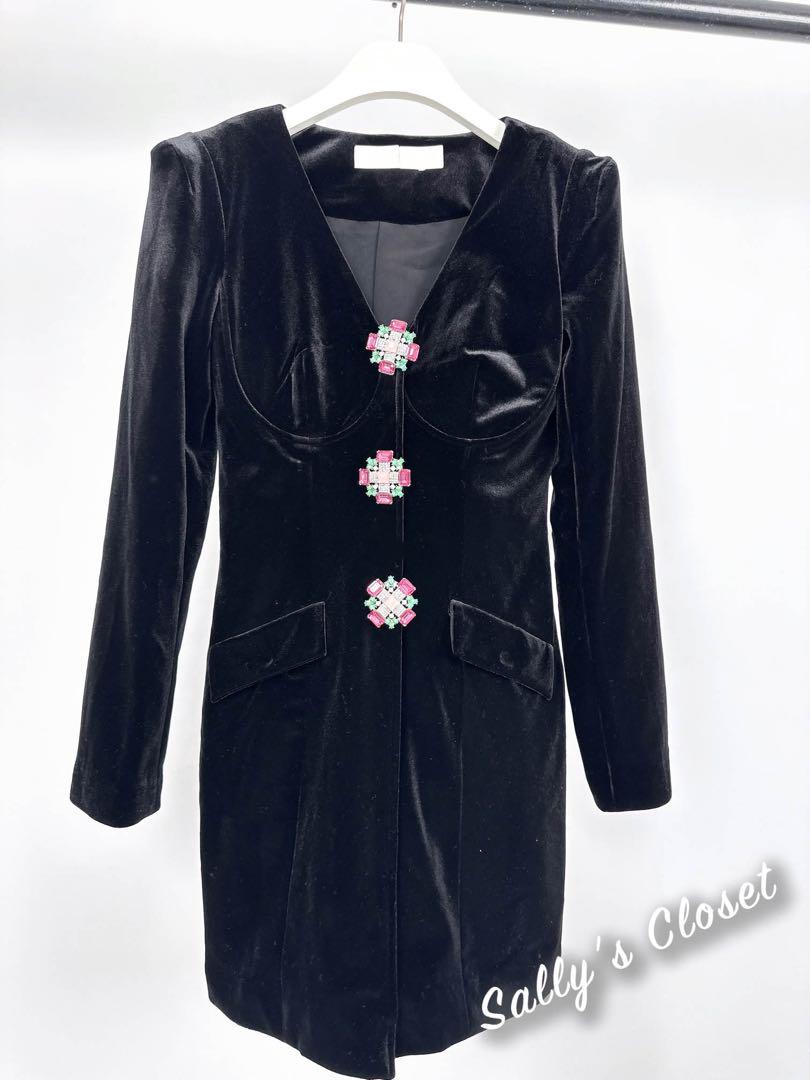 ❤️23秋新作 新品♡ SelfPortrait 黒ベロアミニワンピース♡ 892