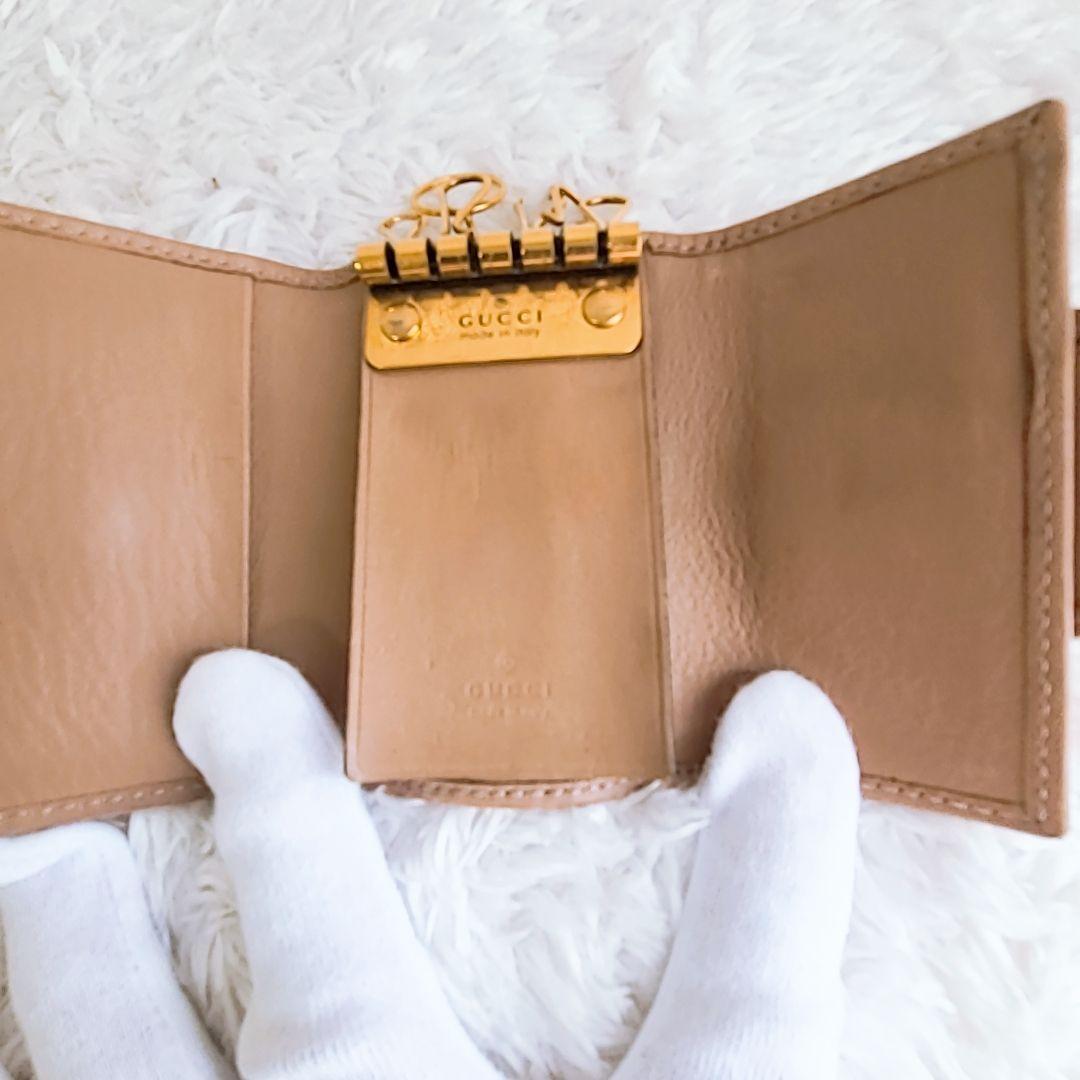 GUCCI グッチ キーケース インターロッキングG ピンクベージュ