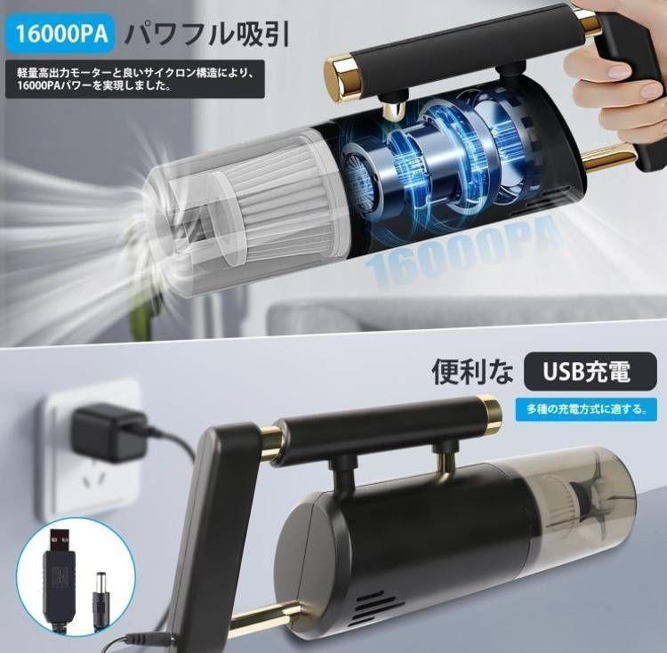 掃除機 モップ コードレス サイクロン 乾湿両用 車載 充電式 黒 新品未使用