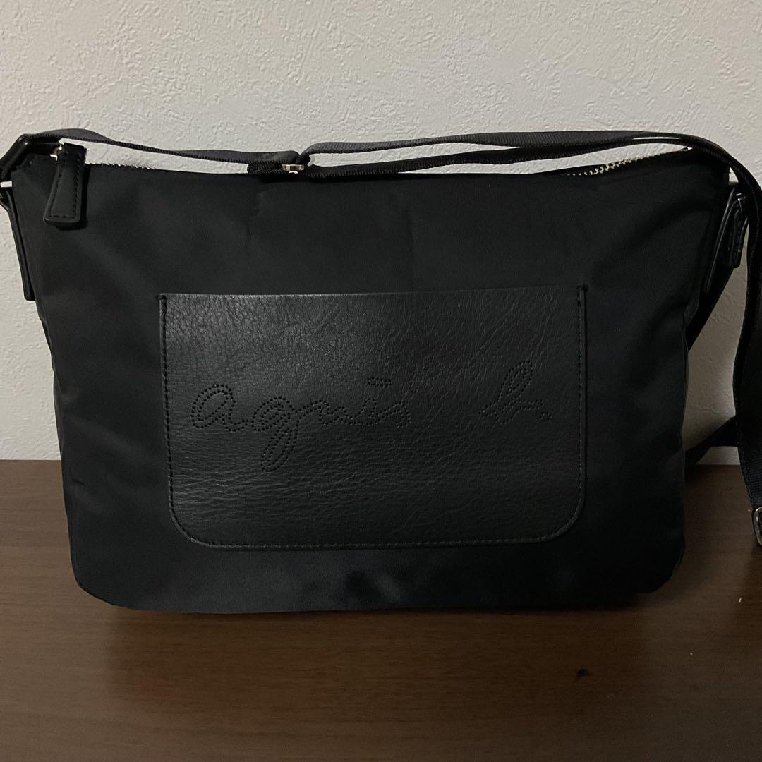 ☆開店セール☆ 人気 美品 アニエスベー レザー×ナイロン ロゴ ショルダー