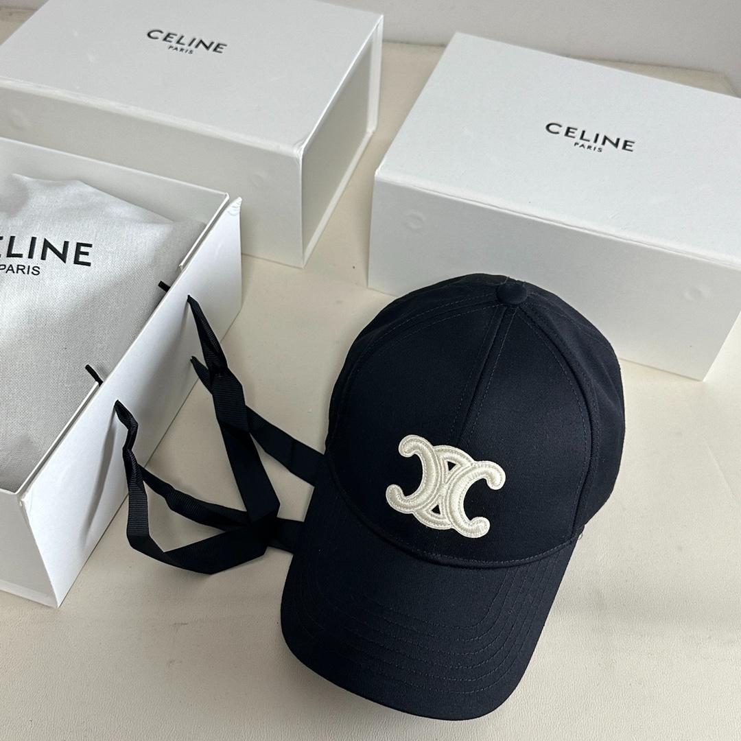 ロゴ刺繍★CELINE★ ベースボールキャップ CELINE ロゴ刺繍 ベースボールキャップ 黒 - メルカリ