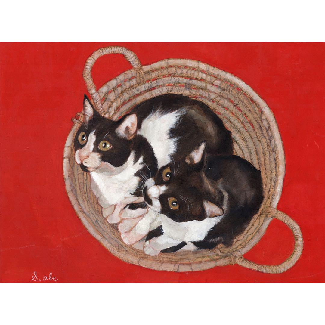 「ハッチ&ウメ」猫イラスト（原画）
