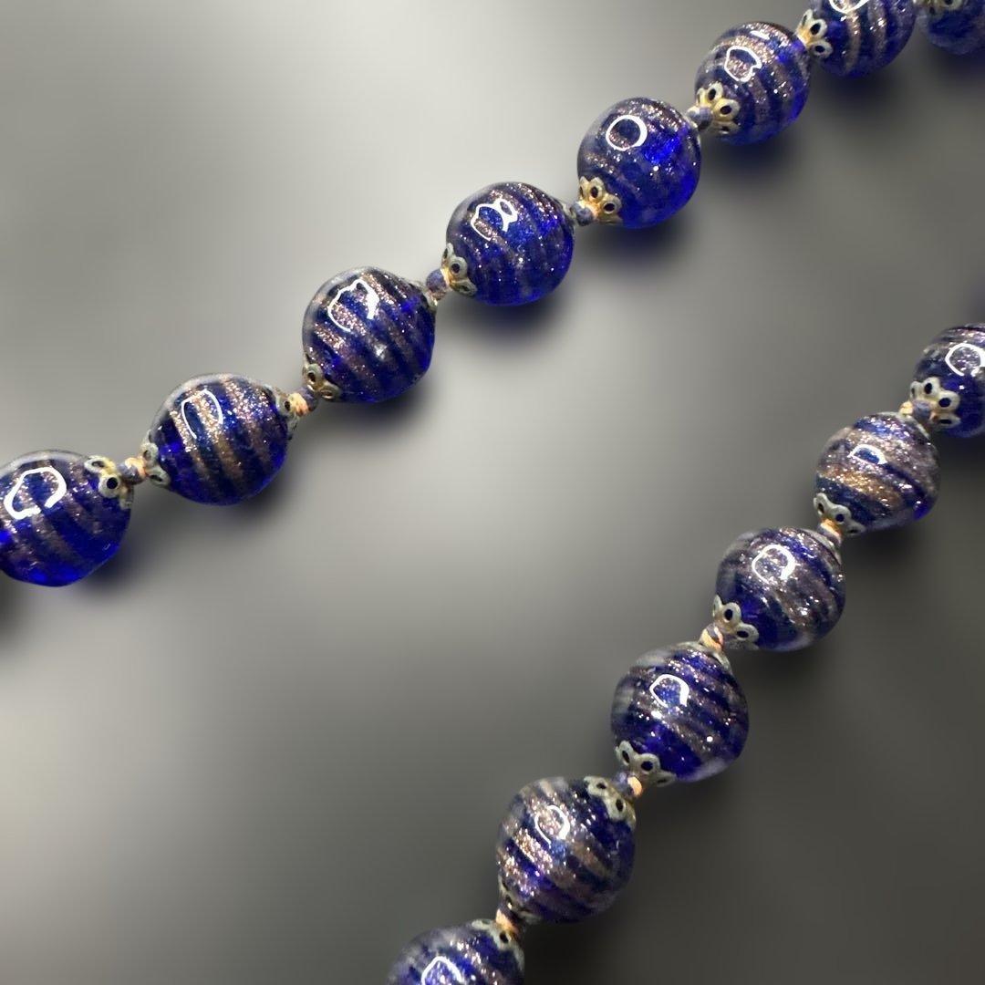 【vintage】ベネチアンガラス　ネックレス　ブルー　グリーン　オレンジ