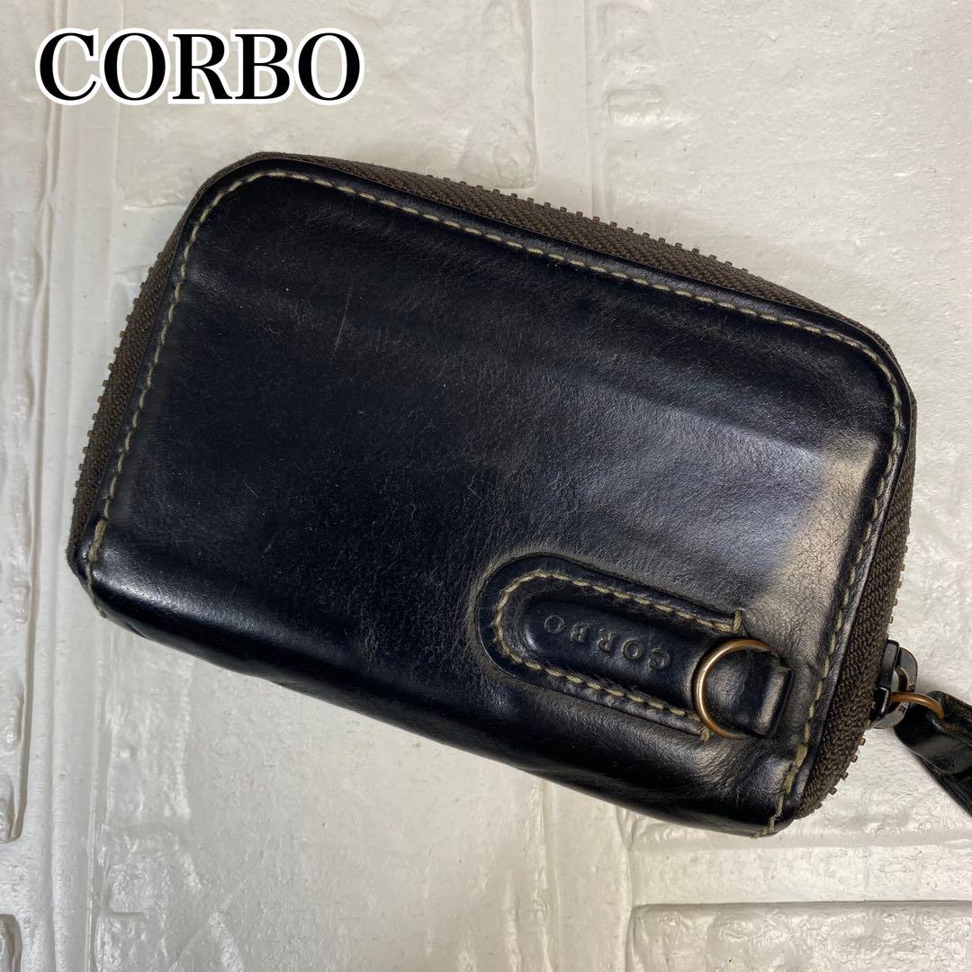 CORBO コルボ　コインケース　キュリオス　ブラック　レザー　ラウンドジップ