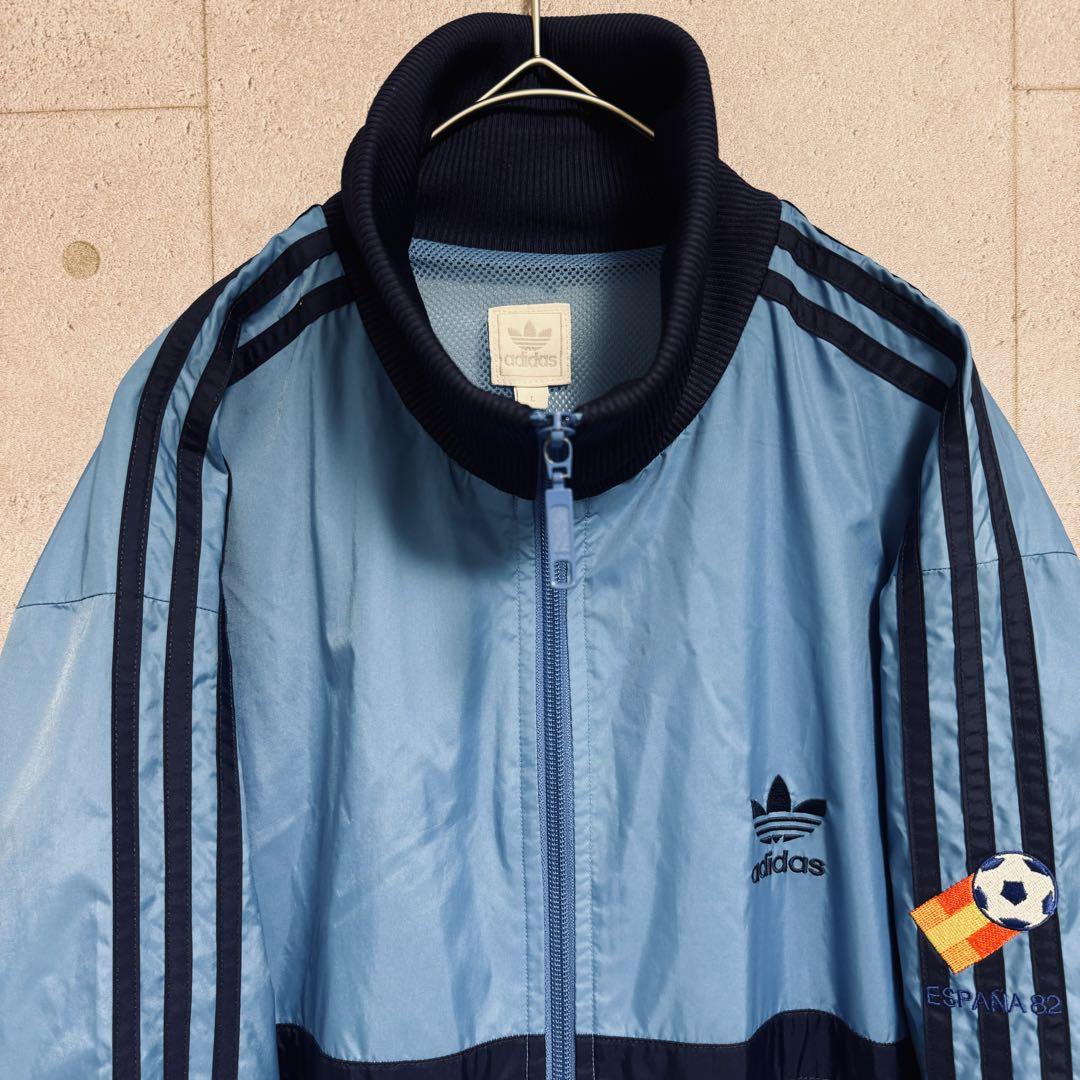 美品 アディダス ESPANA82 ブルー ナイロン トラックジャケット L