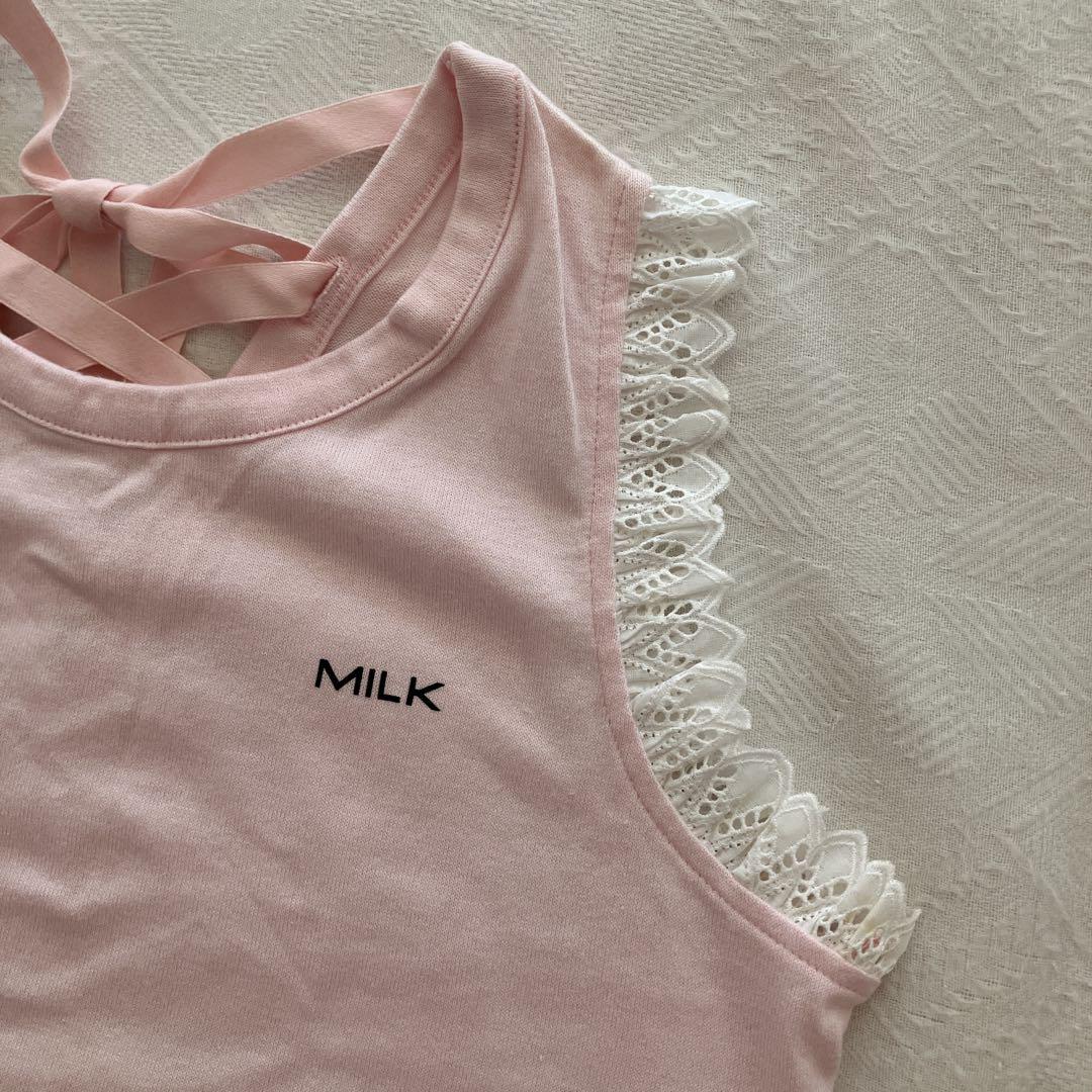 MILK リボン付きピンクタンクトップ