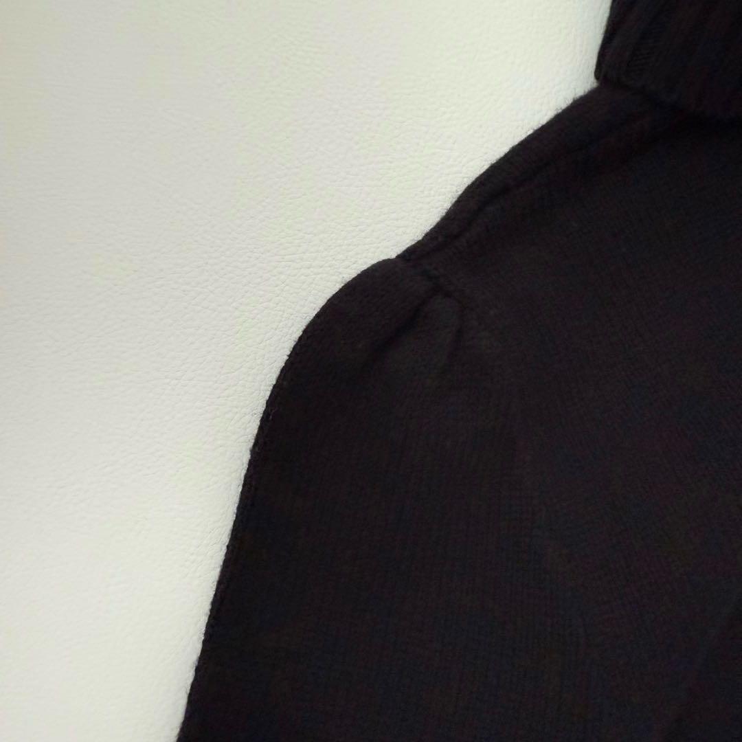 希少✨️ラルフローレン　ペプラムニット　カシミヤ　パフスリーブ　タートル　黒　L