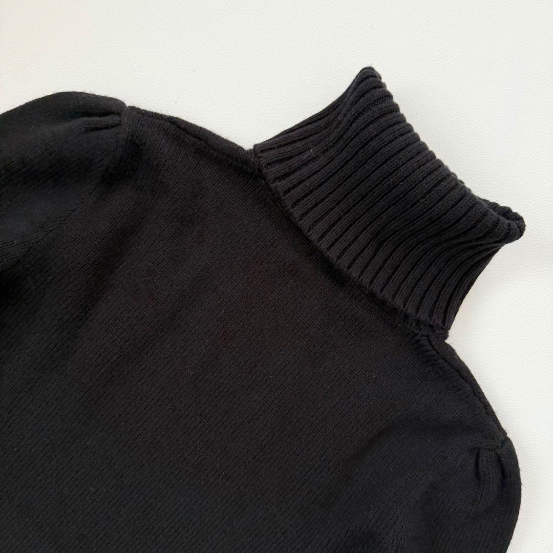 希少✨️ラルフローレン　ペプラムニット　カシミヤ　パフスリーブ　タートル　黒　L