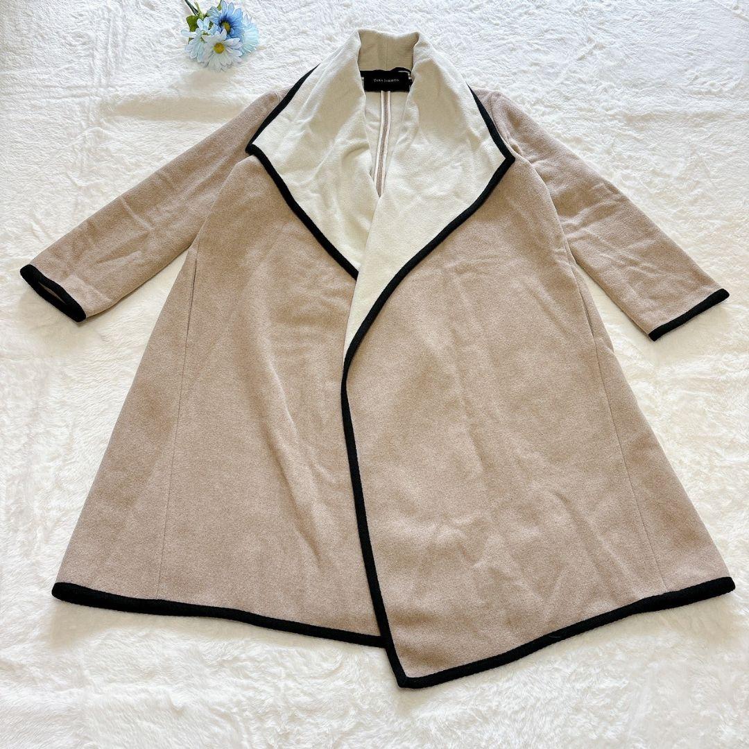 美品　タラジャーモン　ウールパイピングバイカラーコート　ロングコート　40サイズ
