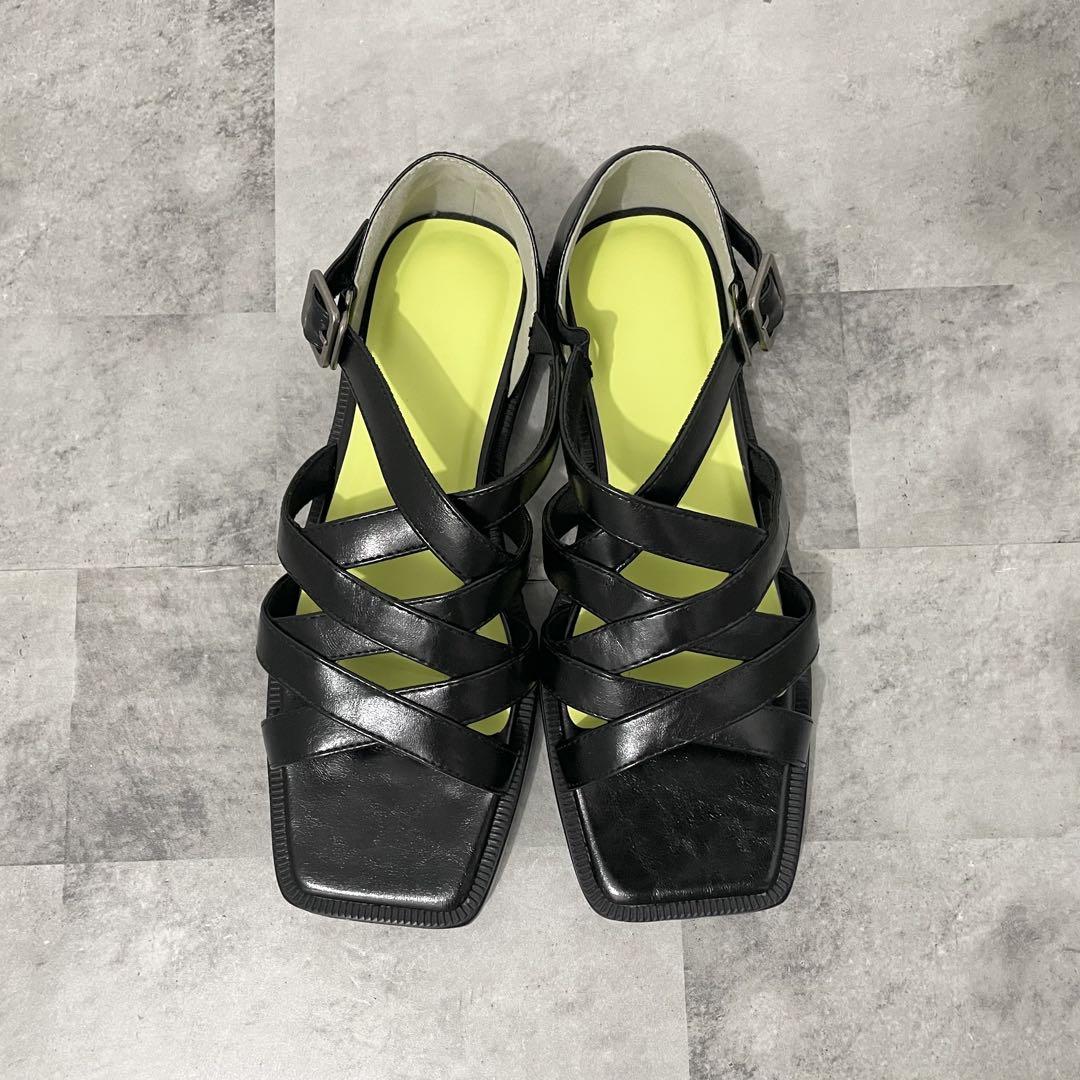 ameri vintage WIDE NET FLAT SANDAL Sサイズ
