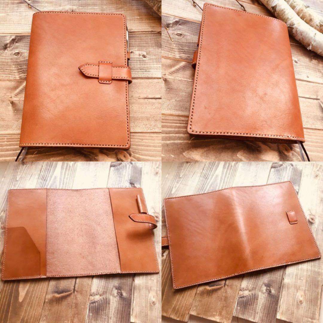 栃木レザー A6/B6/A5/B5用 手帳、ノート用 カバー 本革#2 21色から選べる・名入れ対応A6 B6 A5 レザー手帳カバー ノートカバー