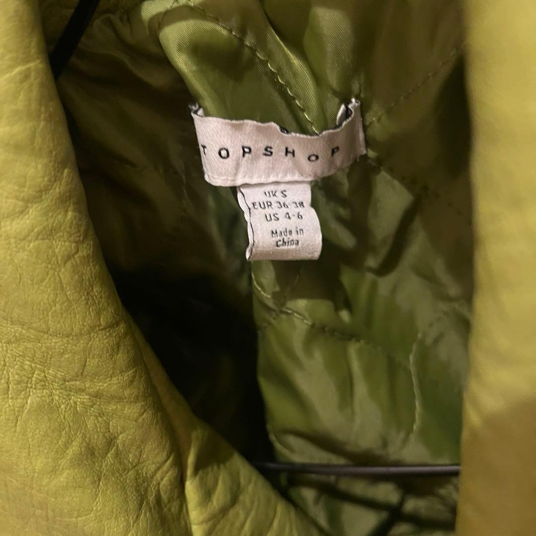 ライムグリーン クロップドレザージャケット - メルカリ